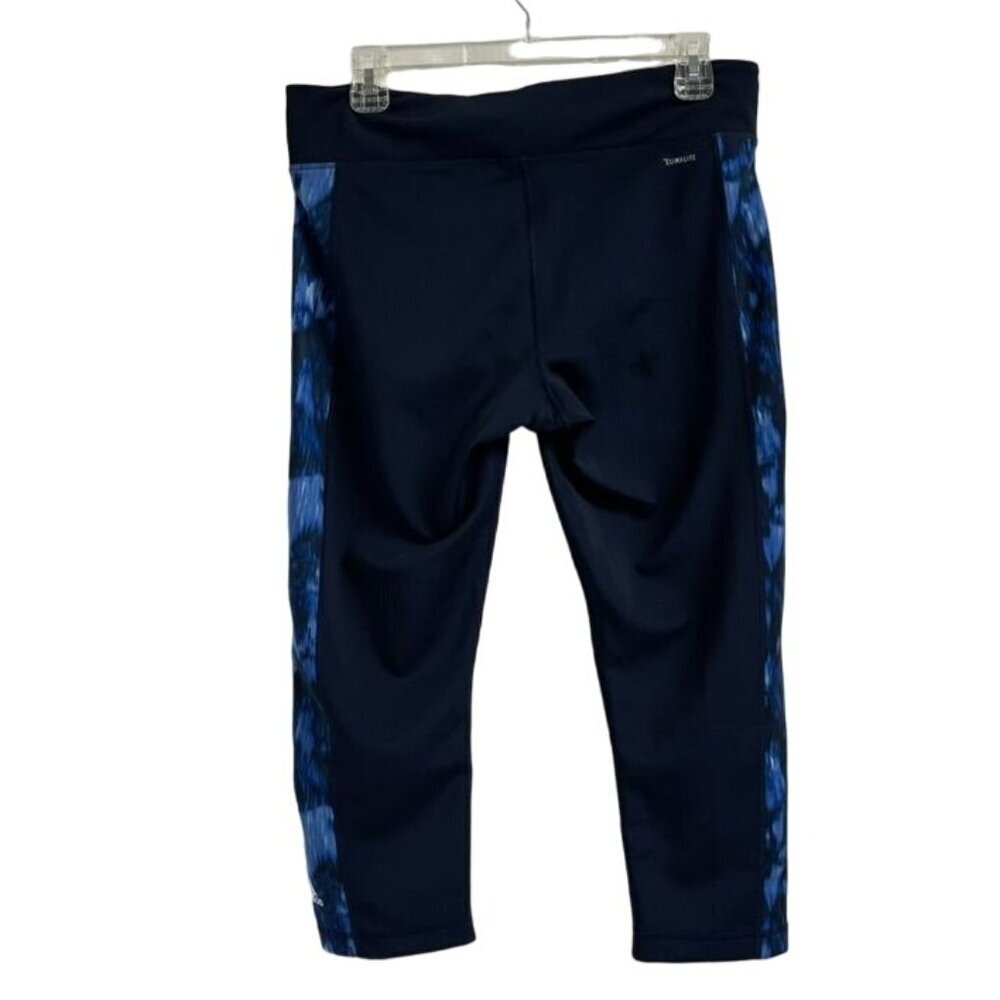 Adidas Climalite Women's Capris Tights Navy Blue & White Activewear L Large - Picture 3 of 11